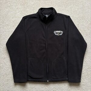Guinness‎ Fleece Jacket Mens Small Black Full Zip Beer Logo Official Merchandise